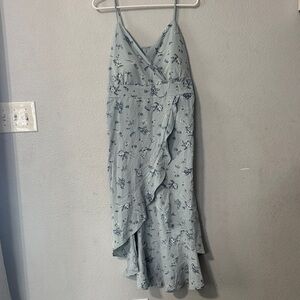 Elegant Blue Floral Women's Dress